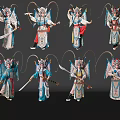 Traditional Peking Opera Woman In Colorful Costume With Intricate Headdress And Multiple Poses