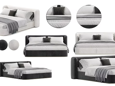 Inflatable Bed Design With Various Styles Black White Pillows And Blankets 3d model
