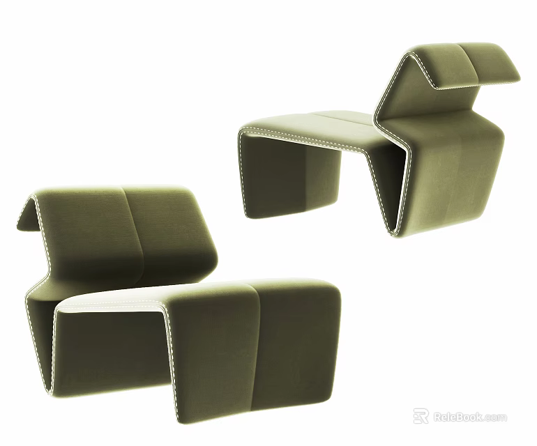 Modern Green Leisure Chair With Unique Geometric Design And Soft Upholstered Fabric 3d model 
