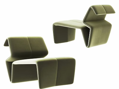Modern Green Leisure Chair With Unique Geometric Design And Soft Upholstered Fabric 3d model