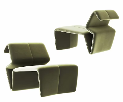 Modern Green Leisure Chair With Unique Geometric Design And Soft Upholstered Fabric 3d model