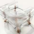 Single Sofa With Transparent Design Wooden Legs Eco Friendly No Plastics 3d model