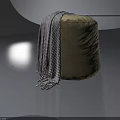Green Swing Door With Black And White Checkered Scarf On Gray Background 3d model