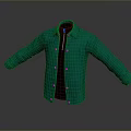 Green Stylish Long Sleeve Collared Shirt With Button Front Design 3d model