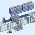 Industrial Equipment For Automated Production Line With Robotic Arms And Conveyor Belts