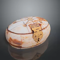 Oval Ceramic Box With Intricate Patterns And Ornate Golden Lock Design 3d model