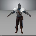Detailed Fantasy Warrior 3D Model In Silver Armor With Feathered Shoulders And Brown Outfit
