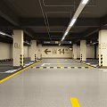Well Lit Indoor Parking Garage With Directional Arrows Yellow White Lines And Marked Spaces