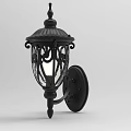 Elegant Black Wall Lamp With Classic Ornate Design Illuminated Mounted On Wall