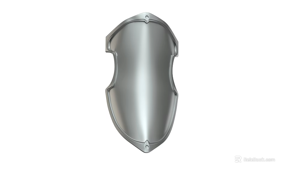 Classic Medieval Shield Weapon In Silver Metal With Decorative Edges And Polished Surface 3d model 