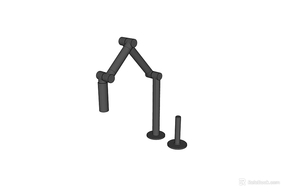 Modern Black Adjustable Arm Faucet Featuring Jointed Structure And Sturdy Base 3d model 