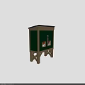Outdoor Wooden Feeding Station With Green Sides Beige Frame And Orange Windows