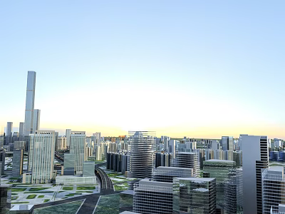 Modern City Skyline Featuring High Rise Skyscrapers And Urban Architecture 3d model