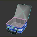Blue Metal Handcase With Open Lid And Black Handle For Storage 3d model