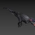 Low Poly T-Rex Dinosaur Model Gray Body Red Head Open Mouth Sharp Teeth