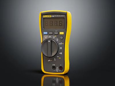 Fluke Digital Multimeter With LCD Screen Black Yellow Casing And Control Knob 3d model