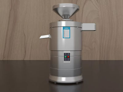 Stainless Steel Kitchen Grinder With Funnel Top Control Panel And Dark Countertop 3d model