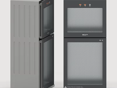 Modern Double Door Kitchen Appliances With Gray And Black Glass Door Design 3d model
