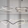 Stylish Modern Curved Chandeliers With LED Lighting And Metal Frame Design