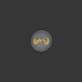 Transparent Glass Bulb Container Holding Two Golden Bells With Bottom Ring Hook On Dark Background