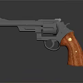 Classic Vintage Revolver Weapon Design With Metal Barrel And Wooden Grip