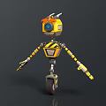 Yellow And Black Mechanical Robot With Single Wheel Camera Eye And Striped Design