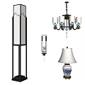 New Chinese-style Lamps Combination Chandelier Wall Lamp Table Lamp Floor Lamp Combination 3d model