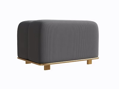 Modern Gray Sofa Stool With Vertical Striped Upholstery And Golden Metal Legs 3d model