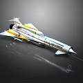Space And Aerospace Ballistic Missile Model With Silver Yellow Blue Wings Tail Structure