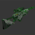 Futuristic Sniper Rifle With Telescopic Sight White Black Body And Red Accent