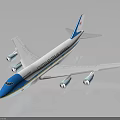 Boeing United States of America Airplane with White Blue Livery Four Engines Model