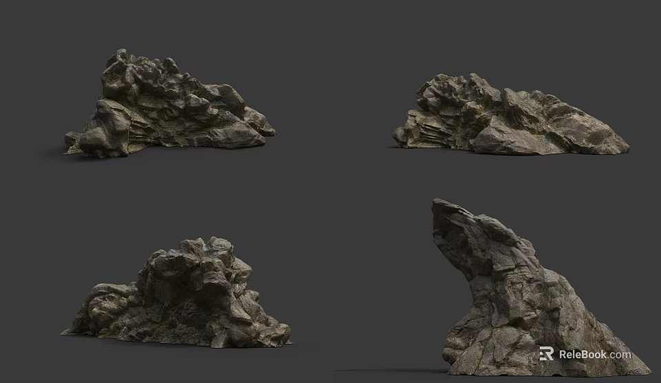 Natural Stone And Wood Decorative Pieces With Diverse Shapes For Interior Design 3d model 