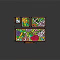 Stained Glass Decorative Pieces with Vibrant Floral Patterns in Various Shapes and Sizes