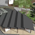 Modern Library Building with Wooden Roof Glass Curtain Wall and Open Structure Design