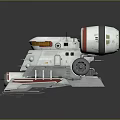 Futuristic Sci Fi Spaceship With Red White Design Dual Engines Wings And Cockpit