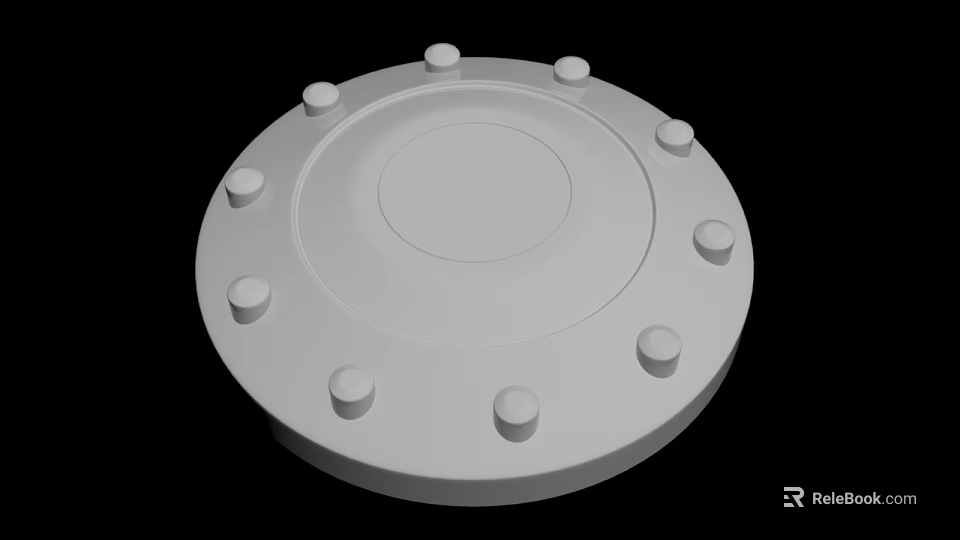 Gray Circular Mechanical Part With Evenly Spaced Raised Bolts 3D Rendering 3d model 