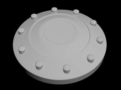 Gray Circular Mechanical Part With Evenly Spaced Raised Bolts 3D Rendering 3d model