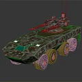 Armored Military Vehicle With 6x6 Wheels Mounted Weapons And Camouflage Design