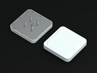 White Square Electronic Enclosure Base With Internal Posts And Smooth Cover 3d model