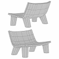 Modern Blue Leisure Chair With Minimalist Design Plastic Construction And Thick Supportive Legs
