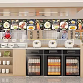 Modern Restaurant Interior With Order Counter Menu Boards And Beverage Refrigerators