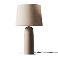 Two Modern Table Lamps with Beige and Grey Cylindrical Bases and Fabric Shades