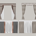 Modern curtain pleated curtain gauze curtain solid color 3d model