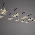 Modern Pendant Lights With Sleek Rectangular Design Arranged In Row Emitting Warm Light 3d model