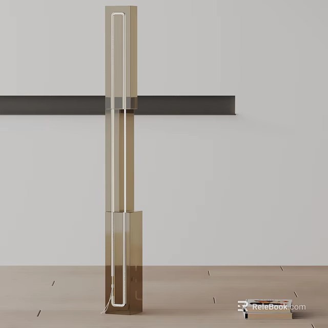 Modern Minimalist Floor Lamp With Black Metal Crossbar And Brass Support Stand 3d model 