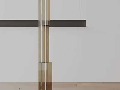 Modern Minimalist Floor Lamp With Black Metal Crossbar And Brass Support Stand 3d model