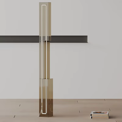 Modern Minimalist Floor Lamp With Black Metal Crossbar And Brass Support Stand 3d model