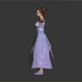 Woman In Purple Sparkling Long Dress With Arms Outstretched Gracefully