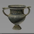 Ancient Greek Ceramic Vase With Two Handles And Floral Decorative Patterns