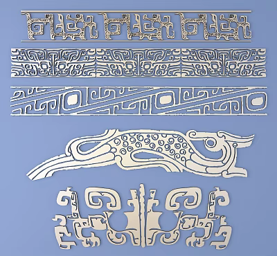 Traditional Intricate Carving Artworks With Classical Patterns Geometric Motifs And Animal Shapes 3d model
